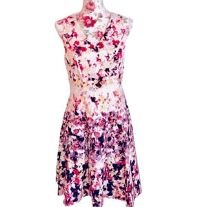 MAGGY London Floral Fit and Flare Keyhole Backed Dress